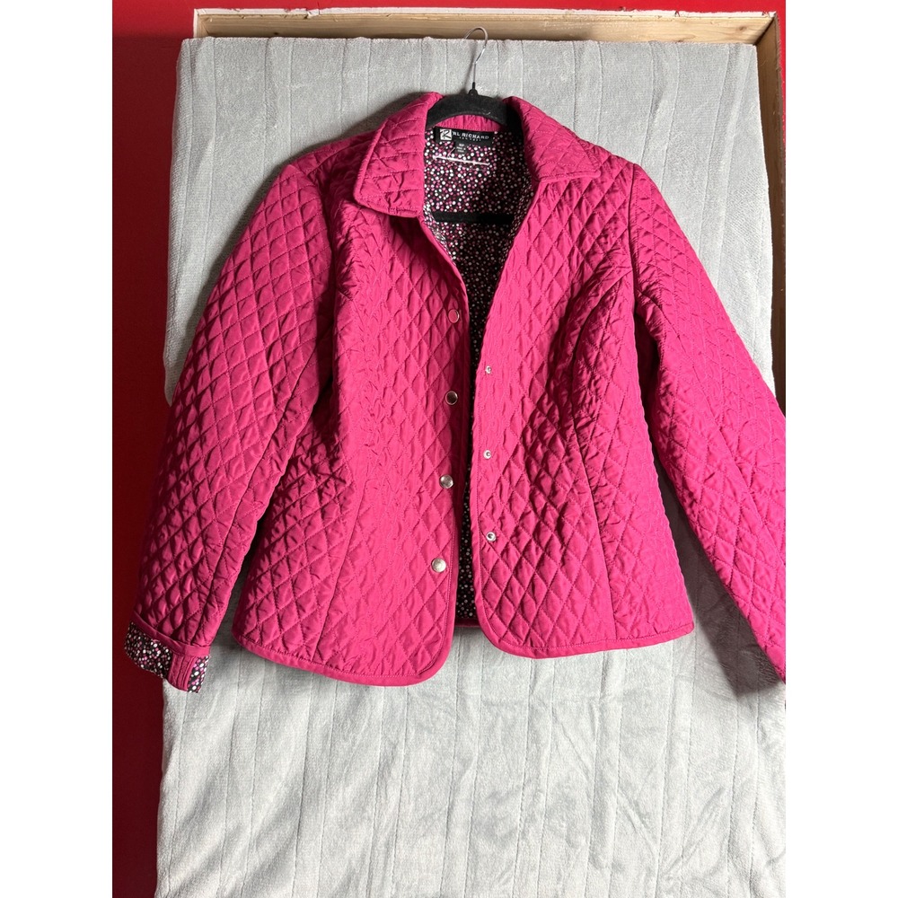 RL Richard New York Magenta Pink Quilted Barn Jacket Polka Dot Lining 10P